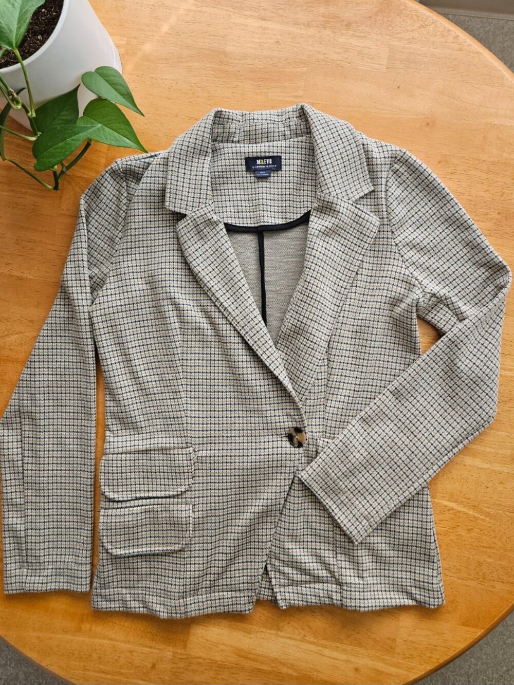 Maeve by Anthropologie Collegiate Knit Blazer Plaid Small